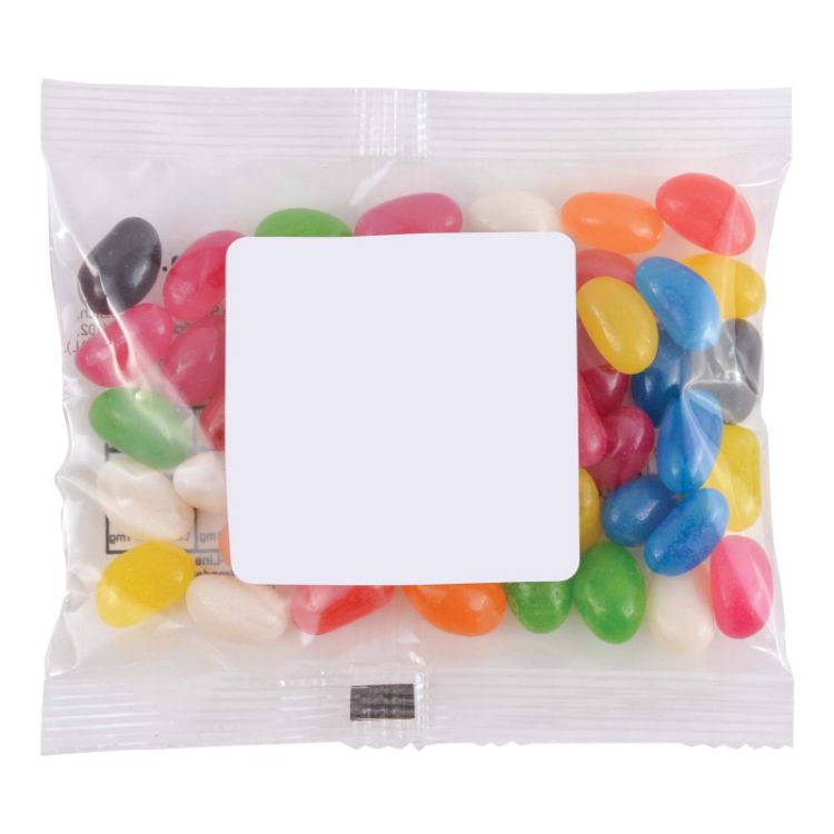 Picture of Assorted Colour Mini Jelly Beans in 50 Gram Cello Bag