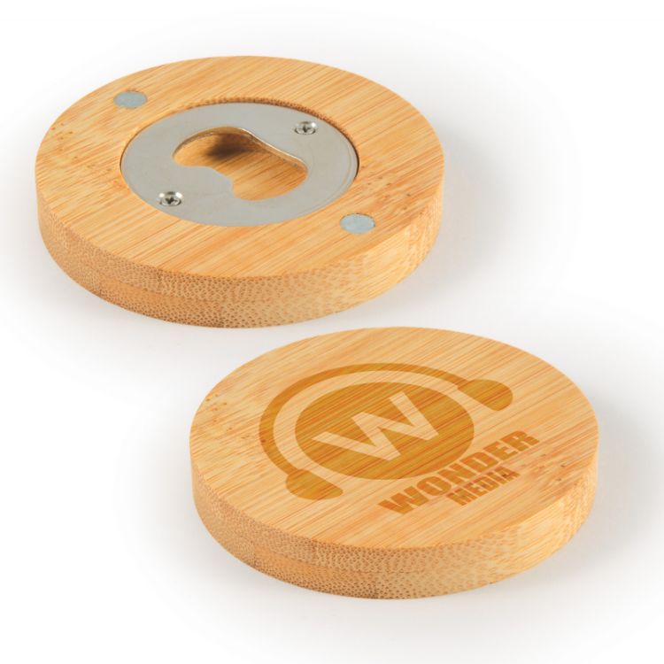 Picture of Discus Bamboo Bottle Opener Coaster 