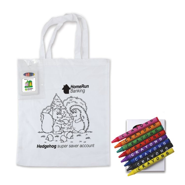 Picture of Colouring Short Handle Cotton Bag & Crayons