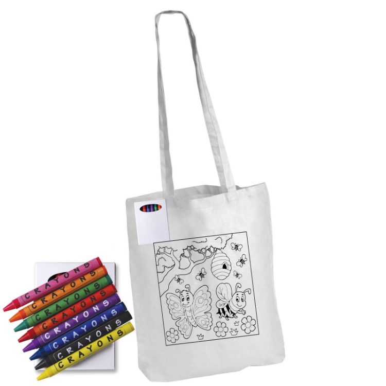 Picture of Colouring Long Handle Cotton Bag & Crayons