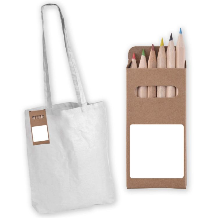Picture of Colouring Long Handle Cotton Bag & Pencils