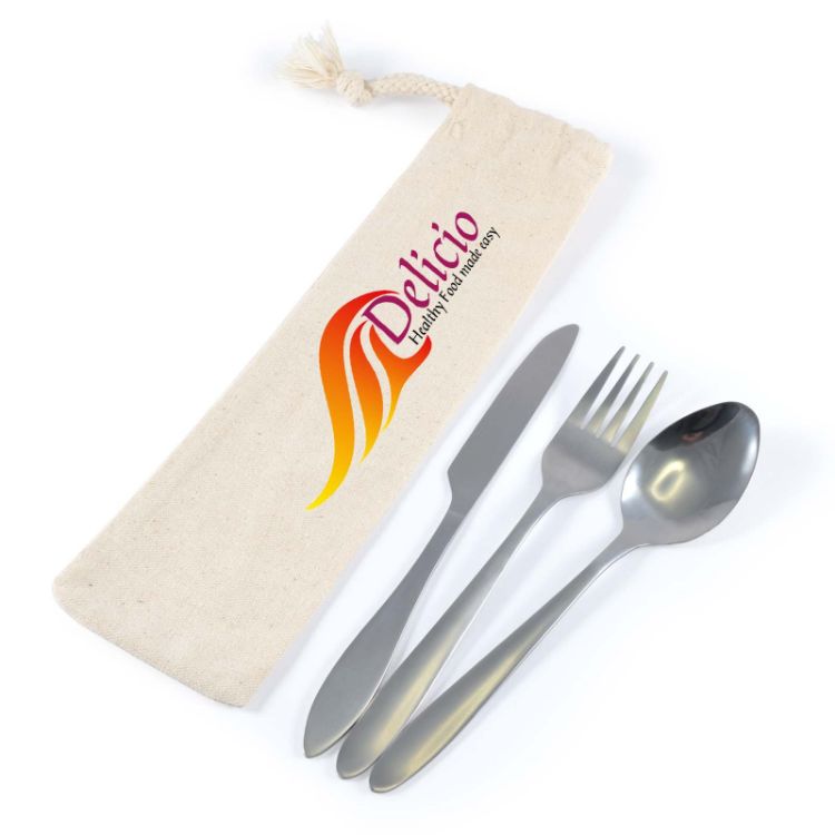 Picture of Banquet Cutlery Set in Calico Pouch