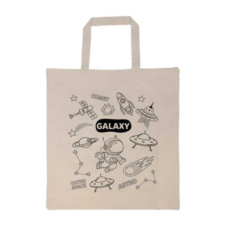 Picture of Colouring Short Handle Calico Bag & Crayons